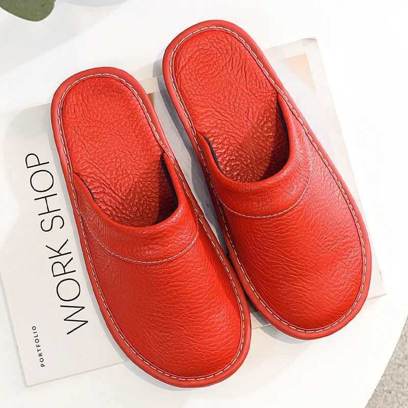 Pantuflas de Cuero para Hombre Zuecos de Casa con Suela Flexible y Acolchada