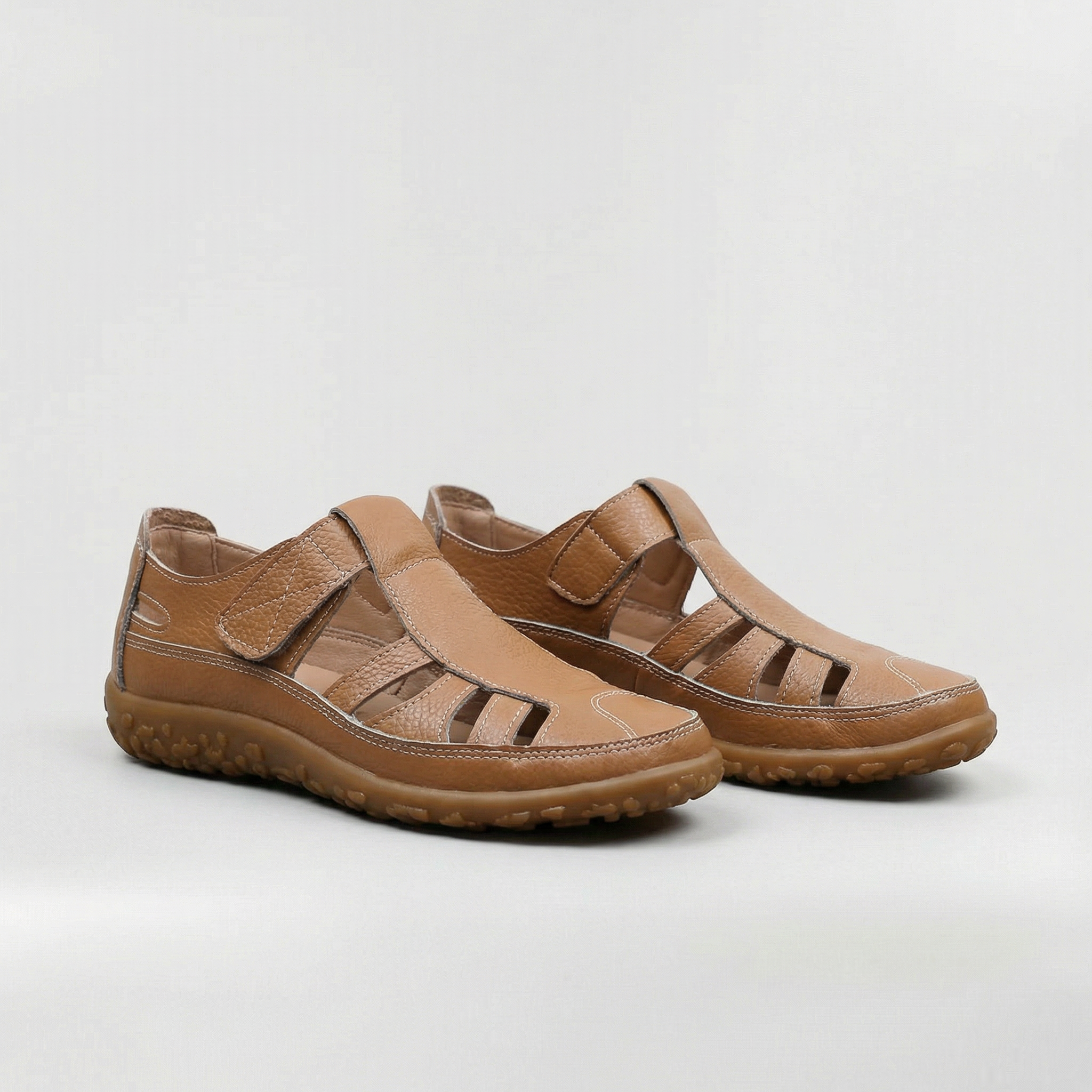 Sandalias Cerradas de Cuero para Mujer Zapatos de Paseo con Tira Ajustable