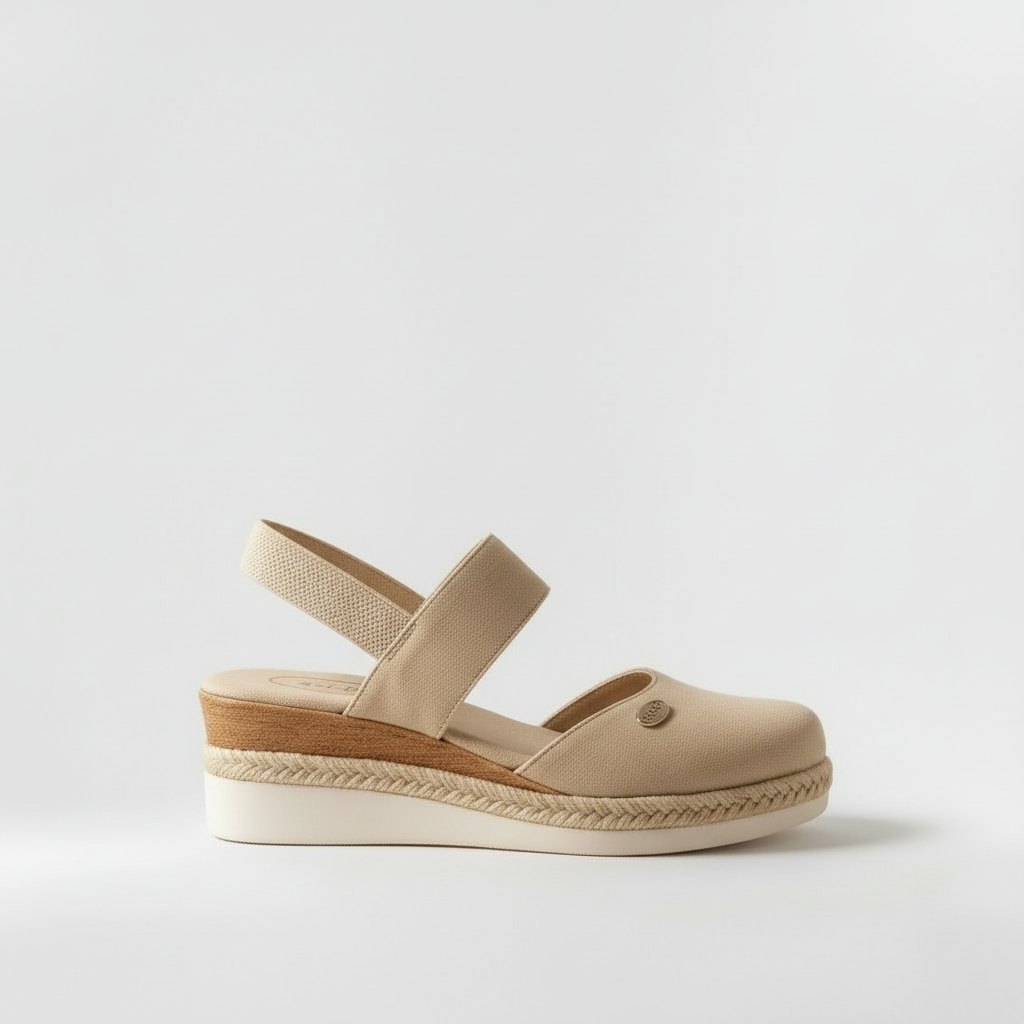 Sandálias de Plataforma Estilo Alpercata para Mulher, Sapatos de Cunha em Linho