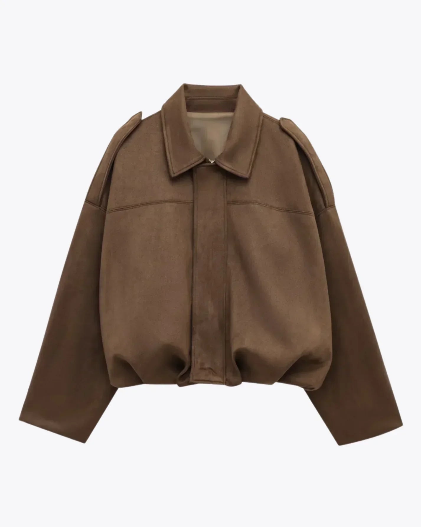 Veste en suédine avec fermeture éclair et col classique à coupe décontractée pour femme