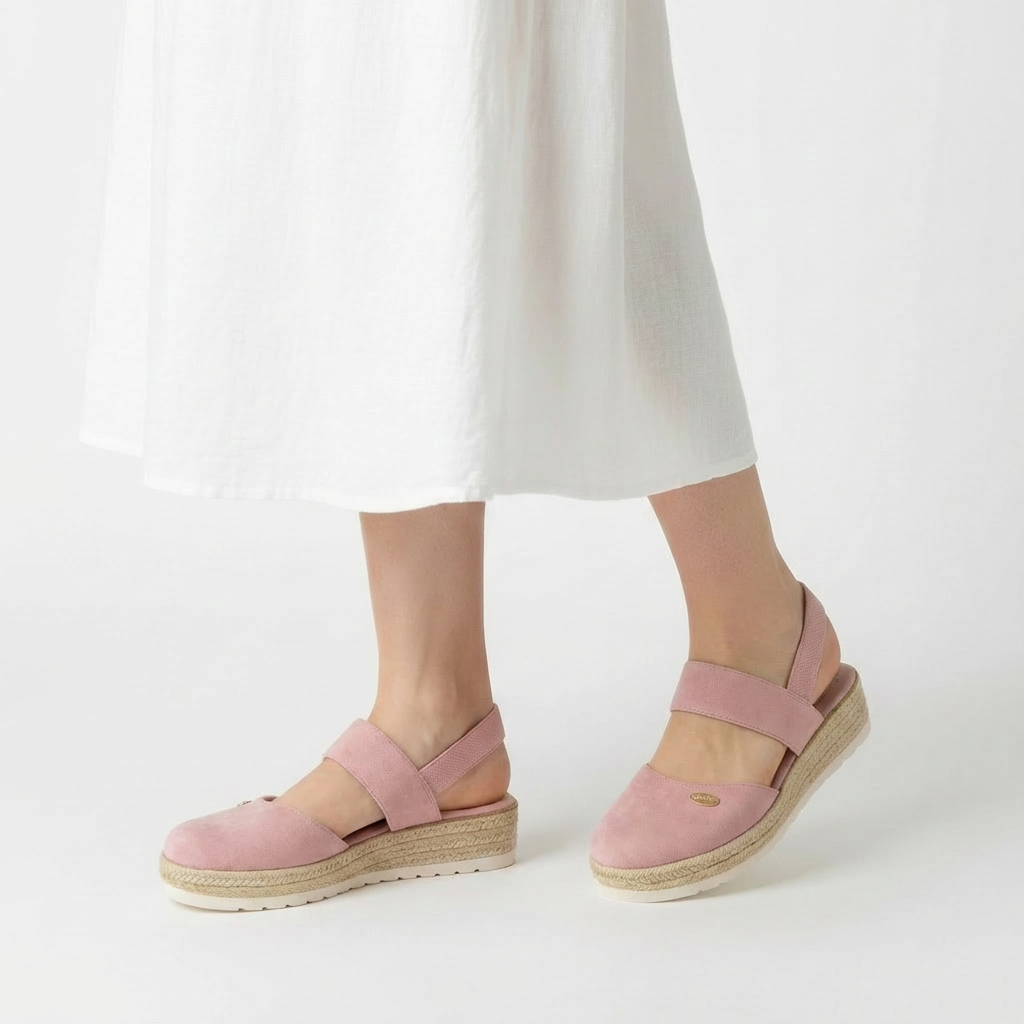 Sandálias de Plataforma Estilo Alpercata para Mulher, Sapatos de Cunha em Linho