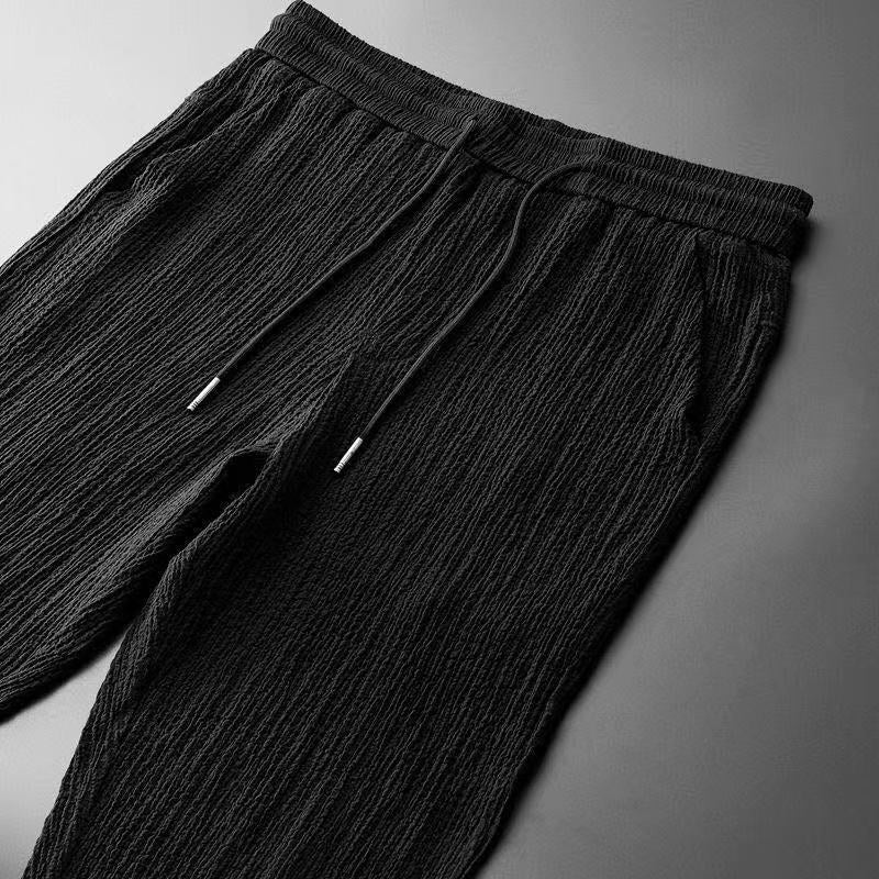 Set casual pentru bărbați cu tricou cu decolteu în V și pantaloni cu talie elastică