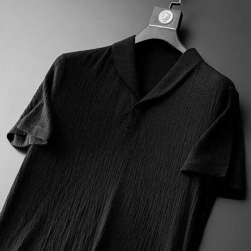 Set casual pentru bărbați cu tricou cu decolteu în V și pantaloni cu talie elastică