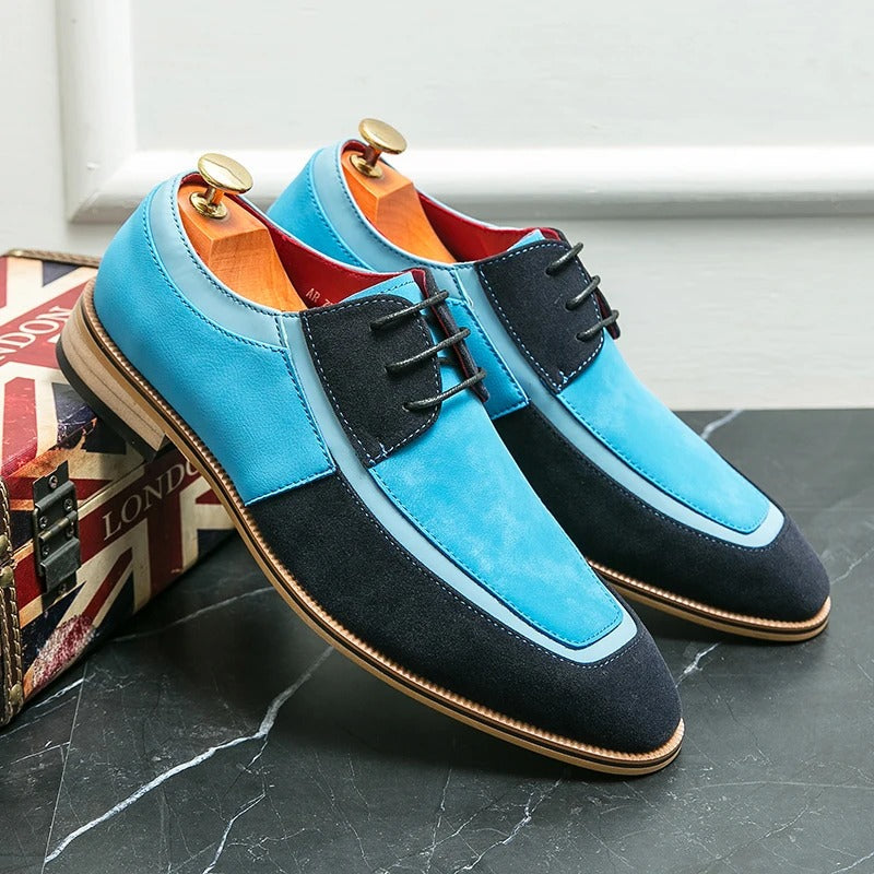 Chaussures Oxford en Cuir Verni pour Homme avec Lacets et Semelle en Caoutchouc