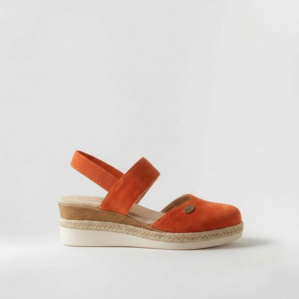 Sandálias de Plataforma Estilo Alpercata para Mulher, Sapatos de Cunha em Linho