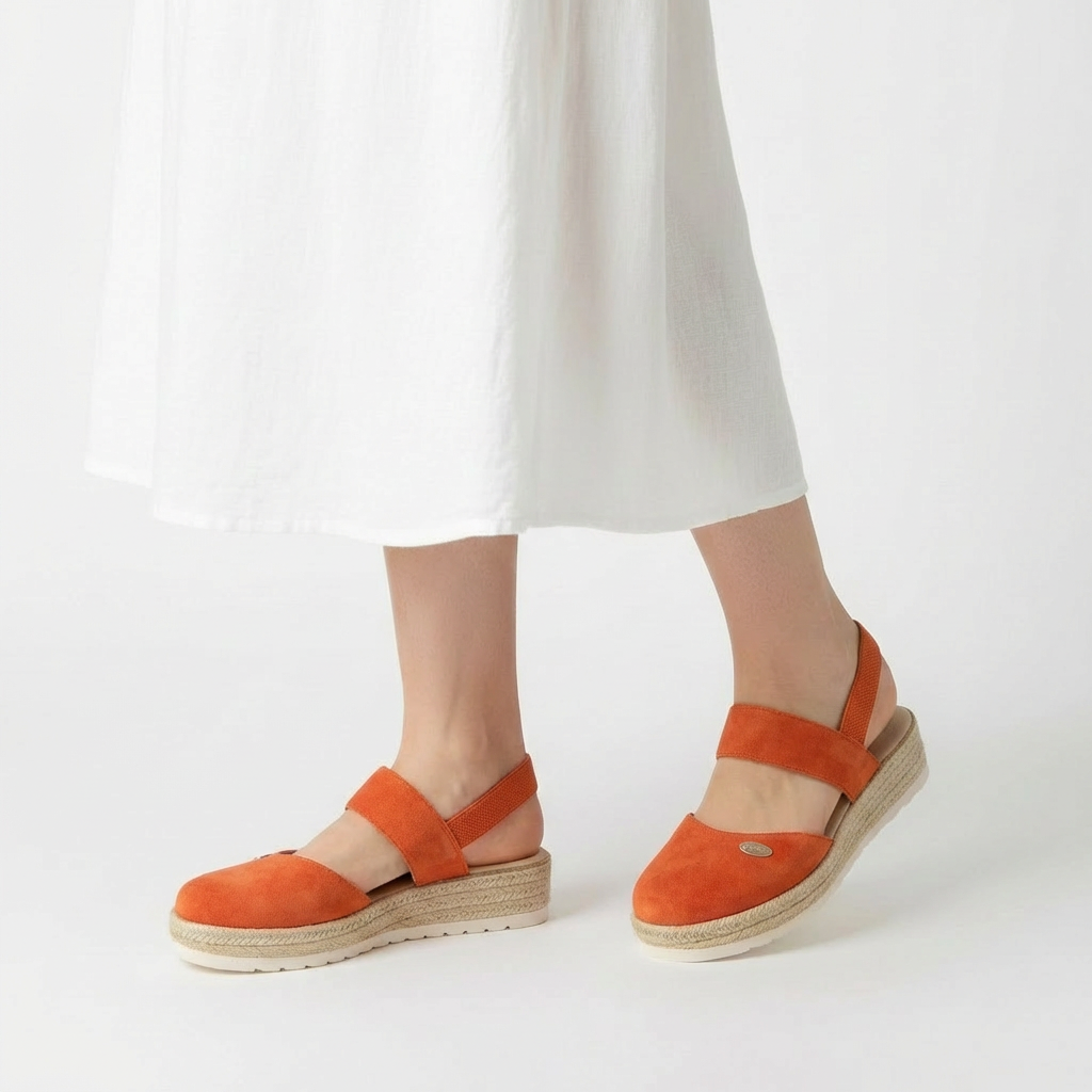 Sandálias de Plataforma Estilo Alpercata para Mulher, Sapatos de Cunha em Linho