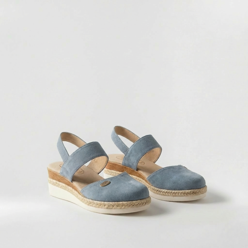 Sandálias de Plataforma Estilo Alpercata para Mulher, Sapatos de Cunha em Linho