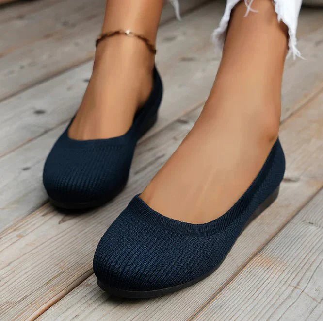 Ballerines en maille pour femme avec bout rond et semelle flexible