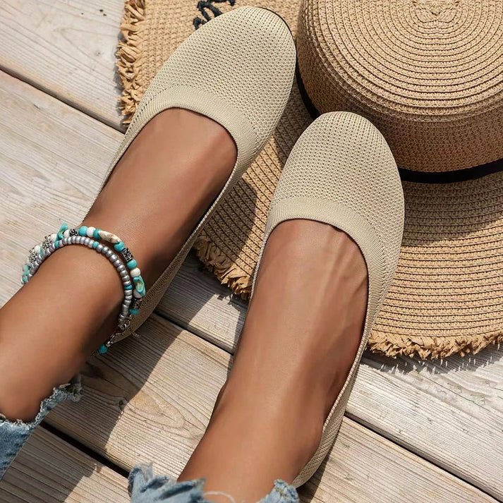 Ballerines en maille pour femme avec bout rond et semelle flexible