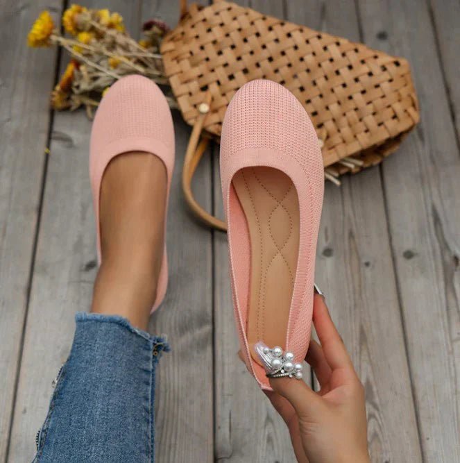 Ballerines en maille pour femme avec bout rond et semelle flexible