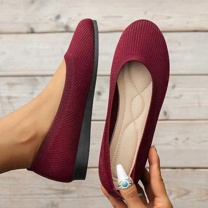 Ballerines en maille pour femme avec bout rond et semelle flexible