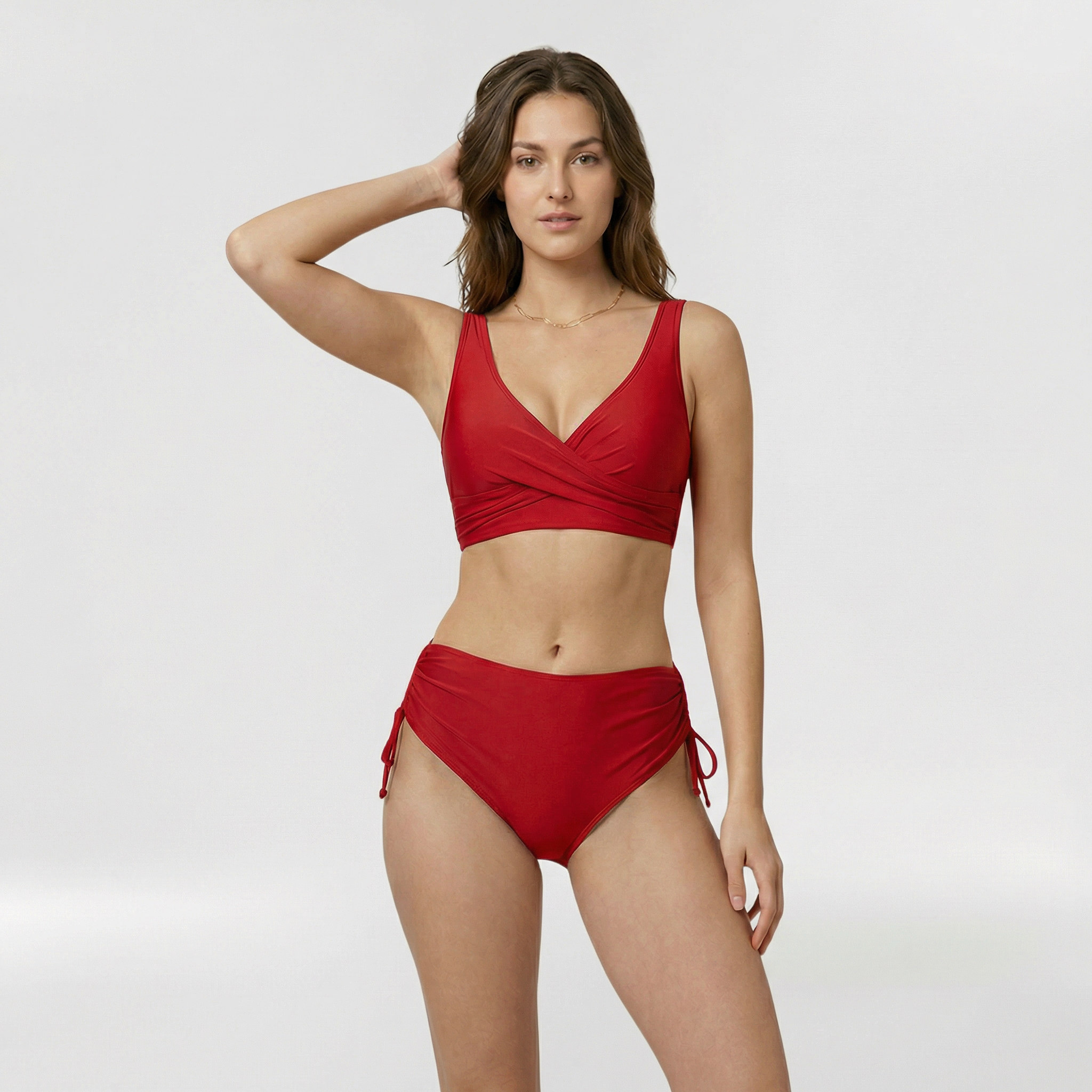 Biquíni de Duas Peças Envolvente com Alças Largas e Cueca com Laços