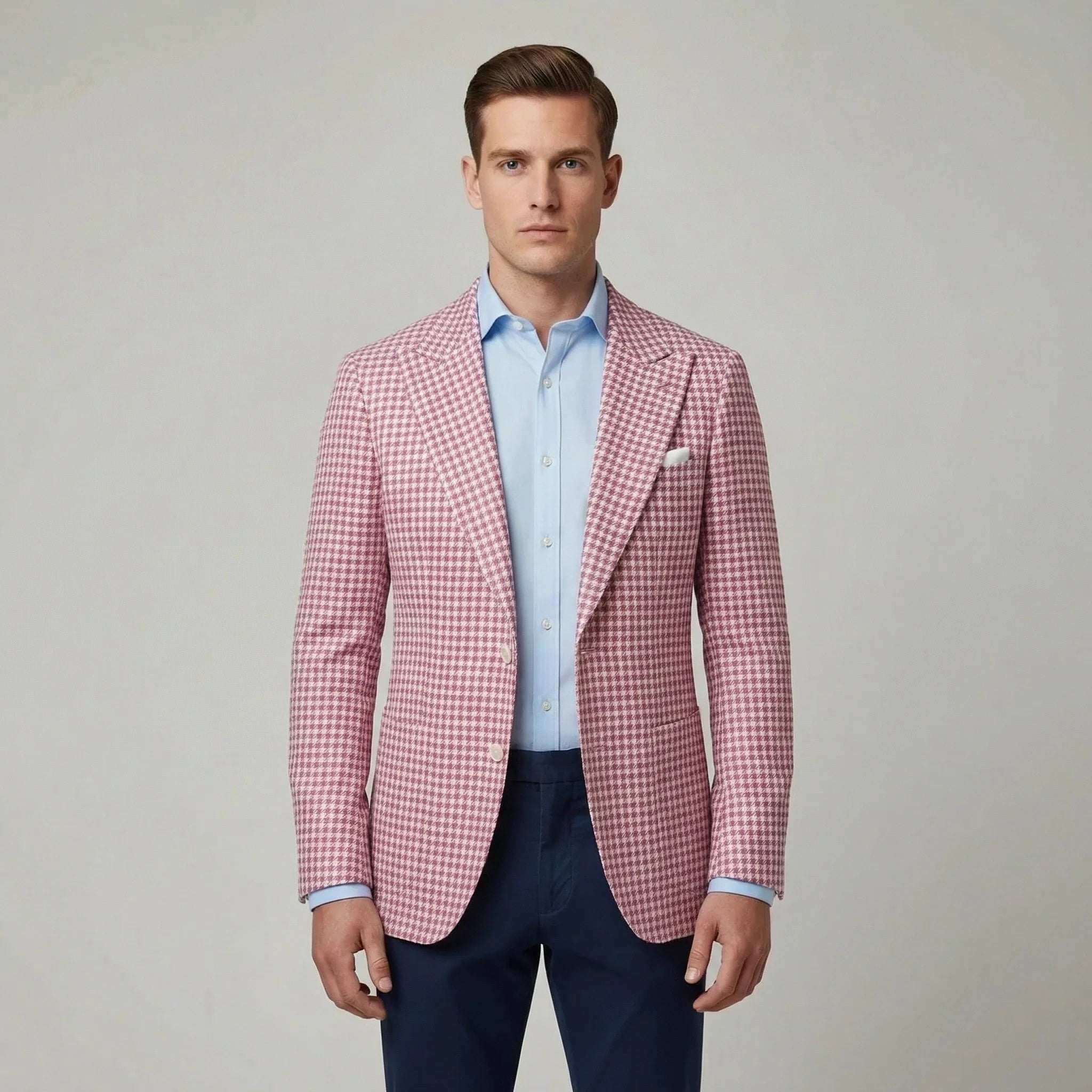 Veste homme en mélange de coton avec micro-imprimé et revers crantés