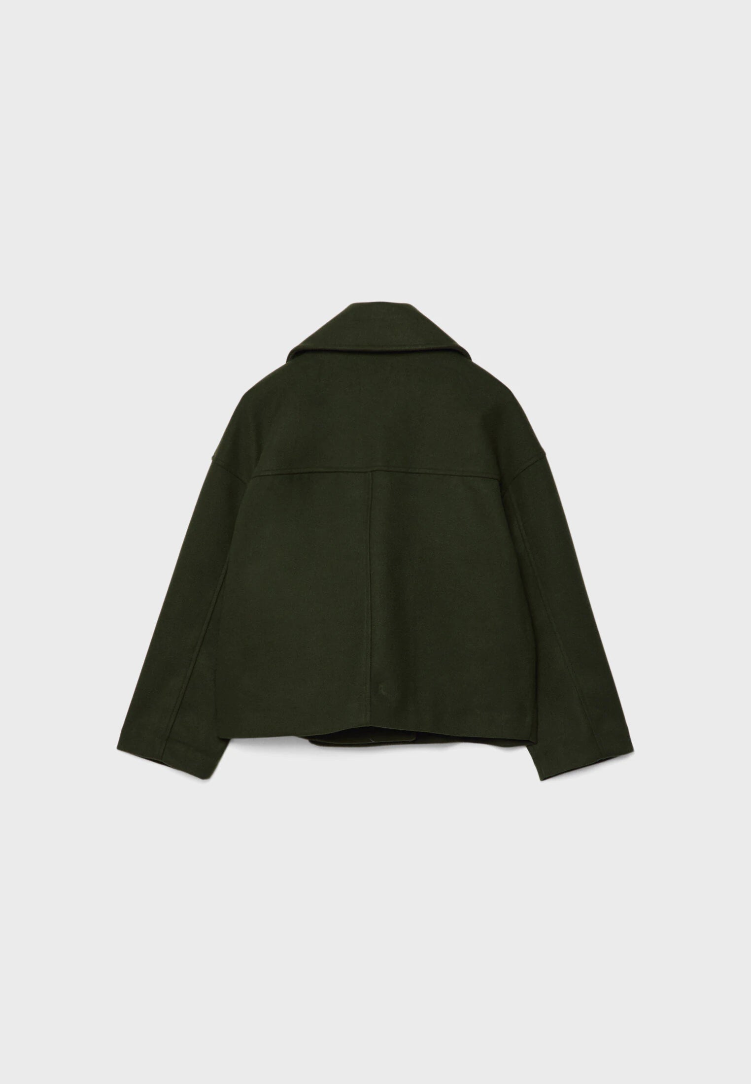 Women's short wool double-breasted jacket with lapel collar
