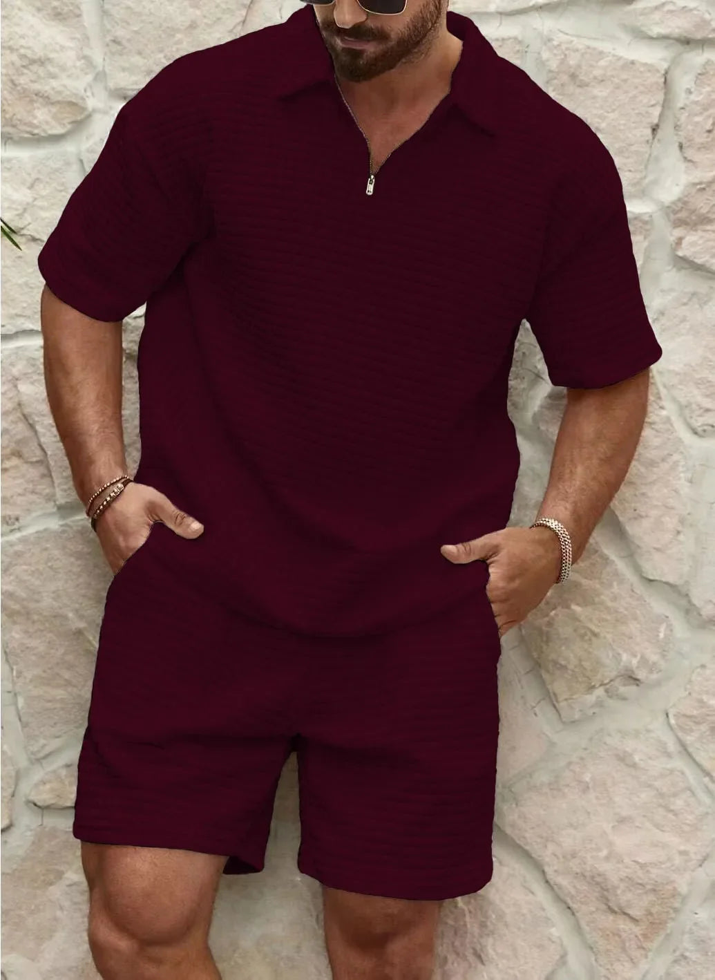 Costum Casual Bărbați, Două Piese, Texturat