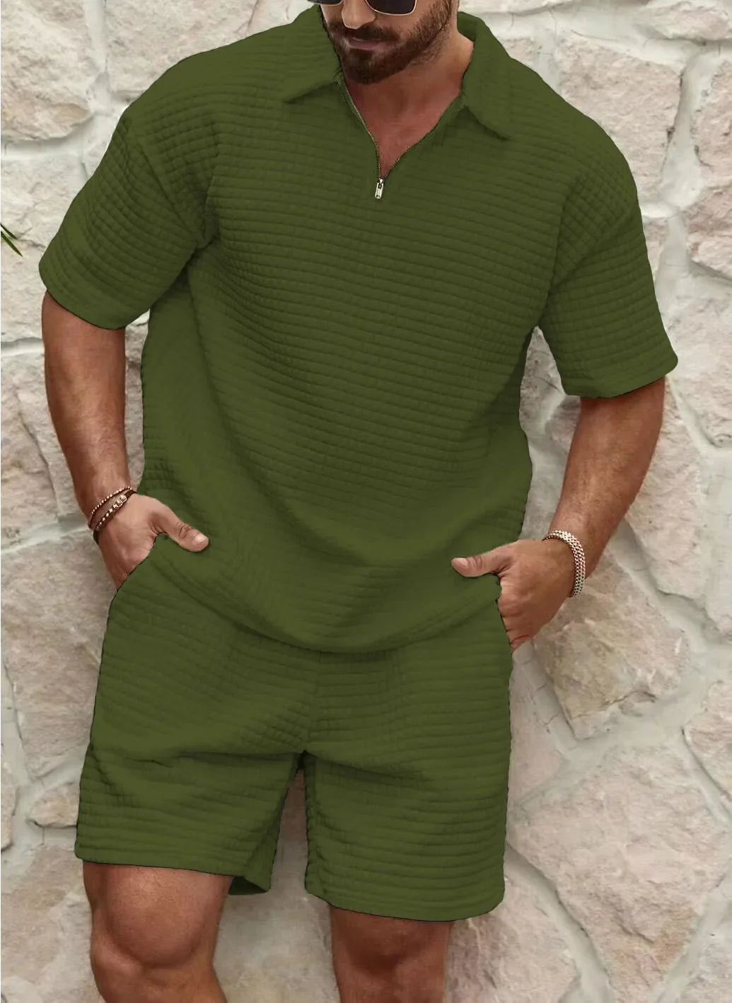 Costum Casual Bărbați, Două Piese, Texturat