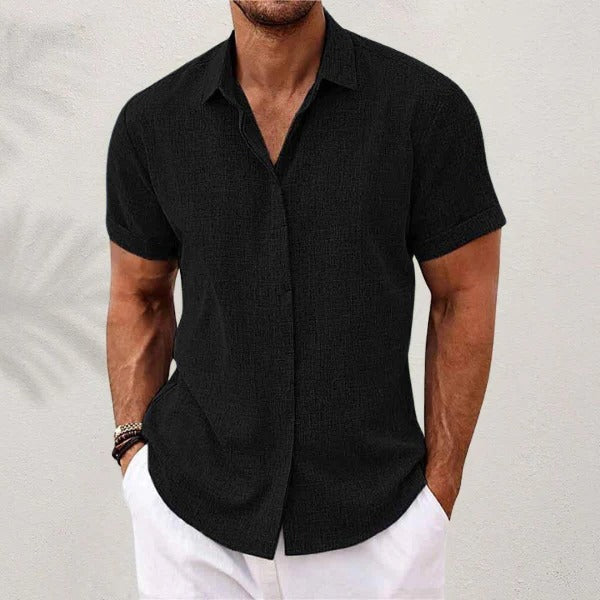 Camicia di lino da uomo - manica corta e collo aperto - spiaggia