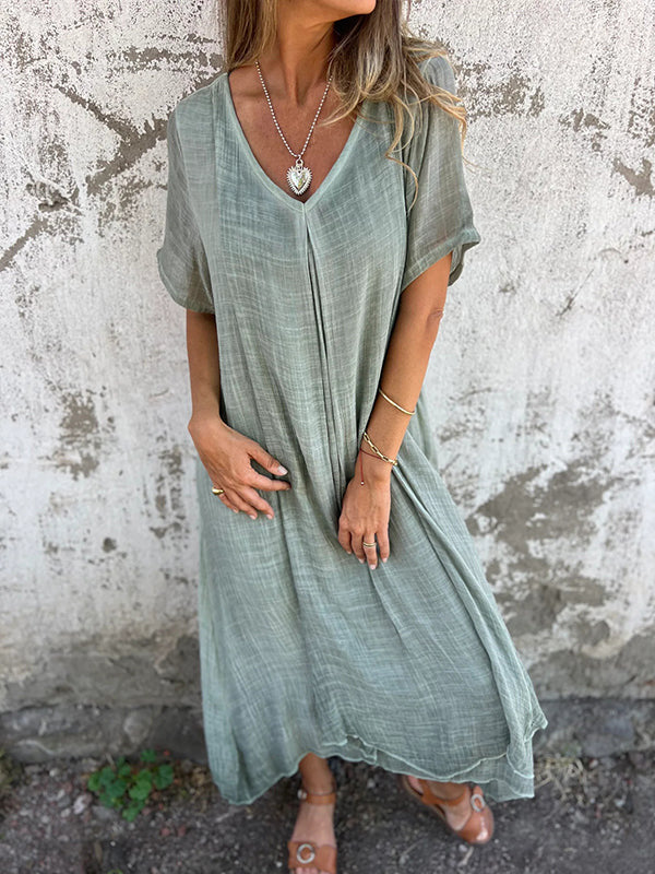 Robe kimono longue pour femme avec col en V — plage