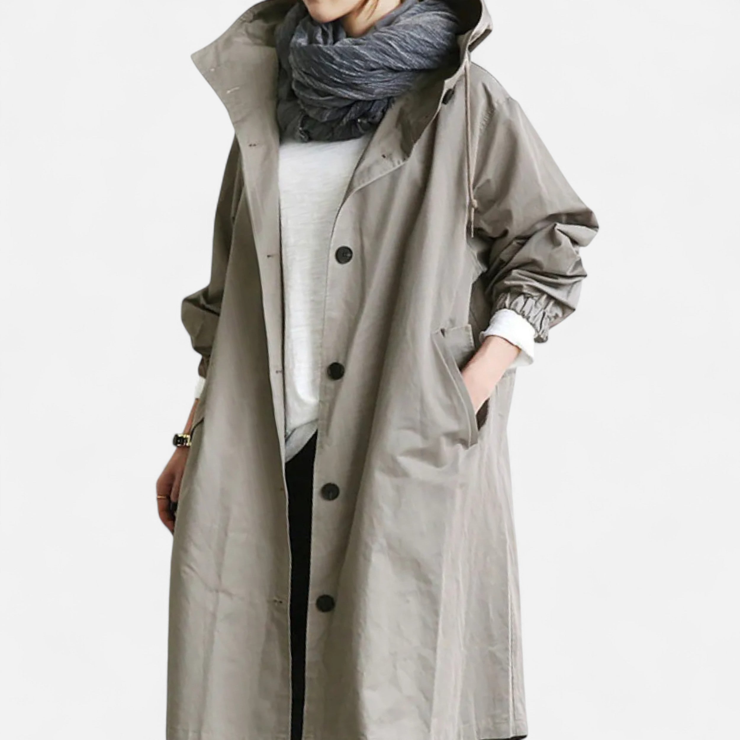 Eliaro Moda | Gabardina Mujer con Capucha Impermeable Atemporal