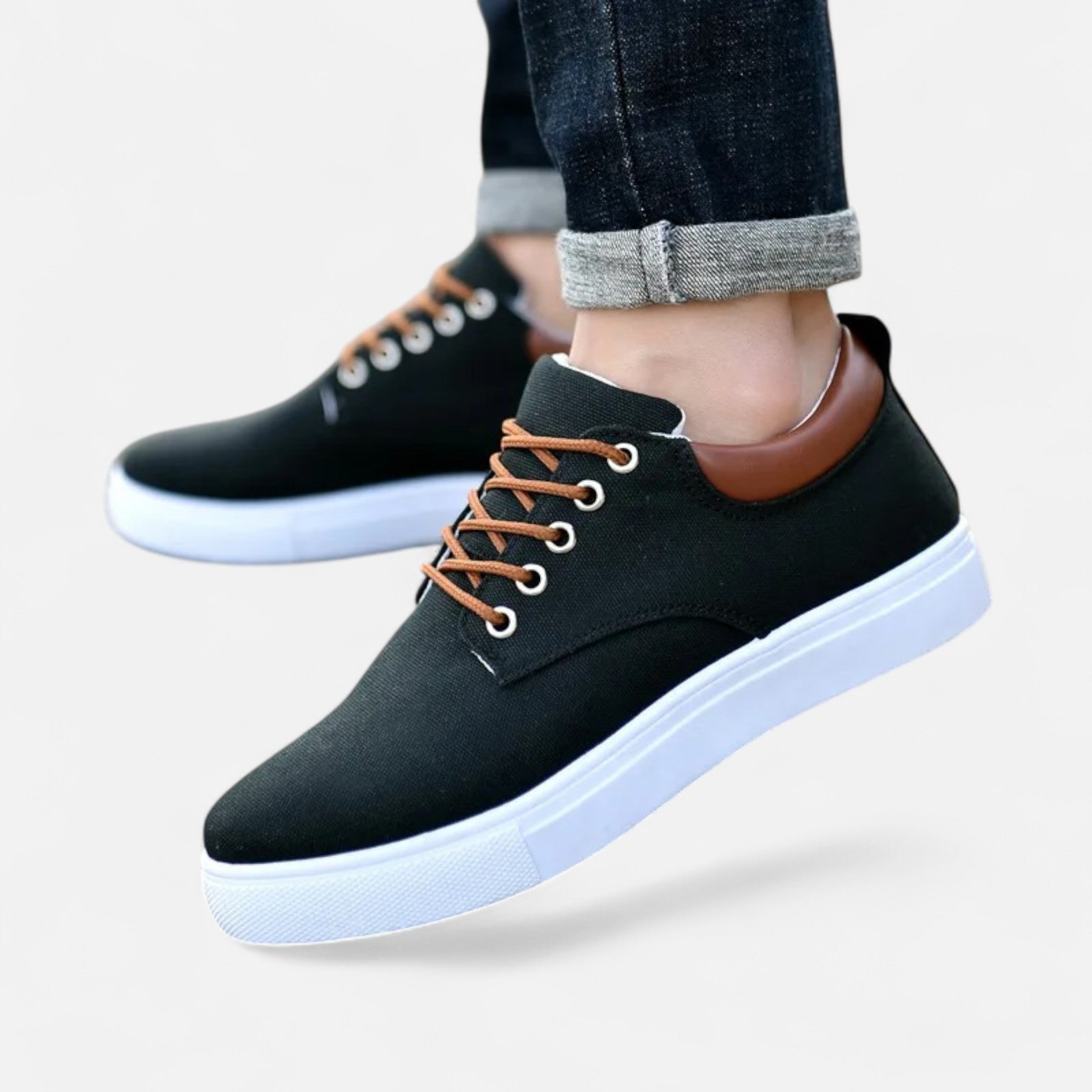 Eliaro Moda | Férfi téli vászon sportcipő fehér talppal