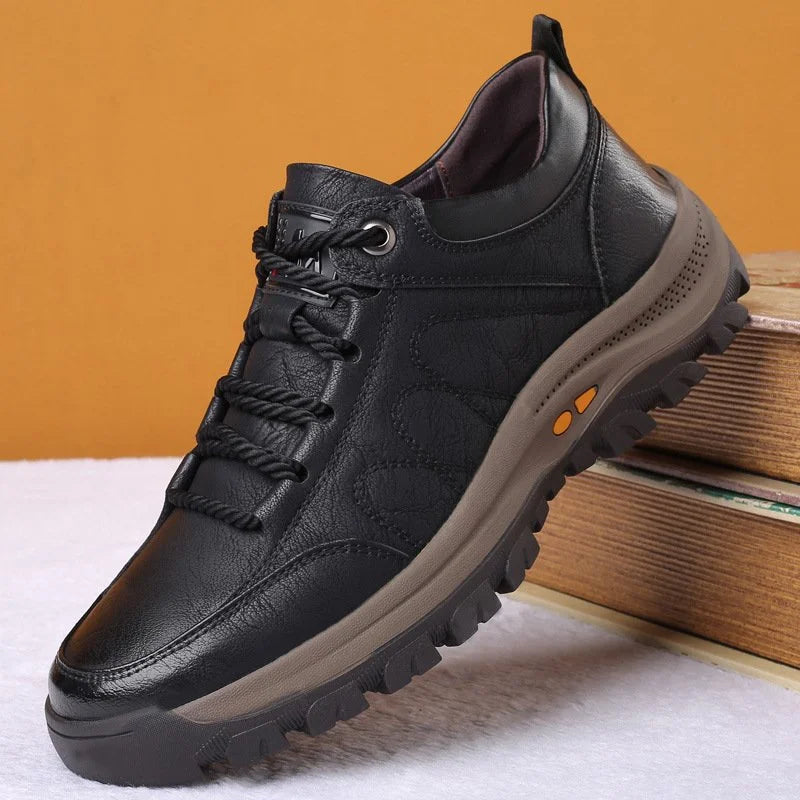 Baskets en cuir pour homme sportives avec lacets et semelle antidérapante