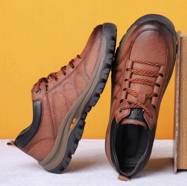 Baskets en cuir pour homme sportives avec lacets et semelle antidérapante