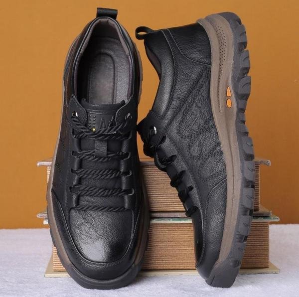 Baskets en cuir pour homme sportives avec lacets et semelle antidérapante
