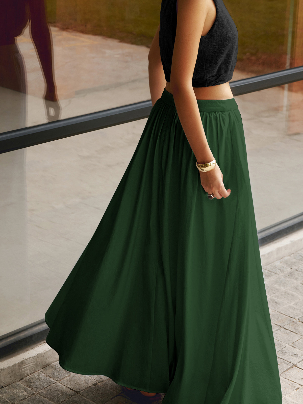 Falda maxi para mujer conjunto de dos piezas con cintura alta — vacaciones