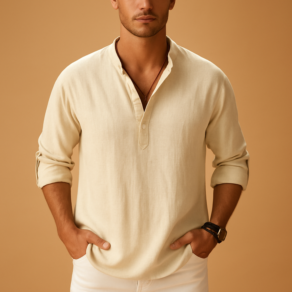 Camicia a maniche lunghe con collo a V
