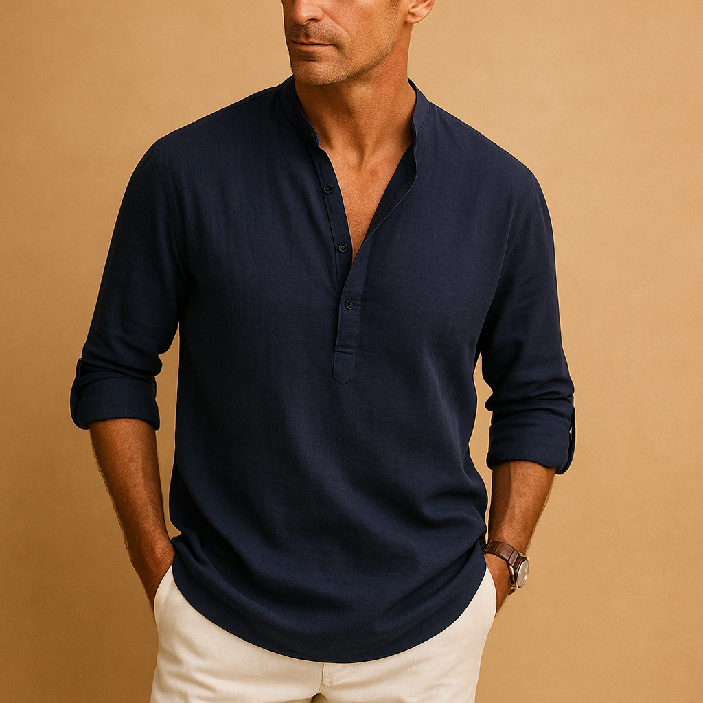 Camicia a maniche lunghe con collo a V