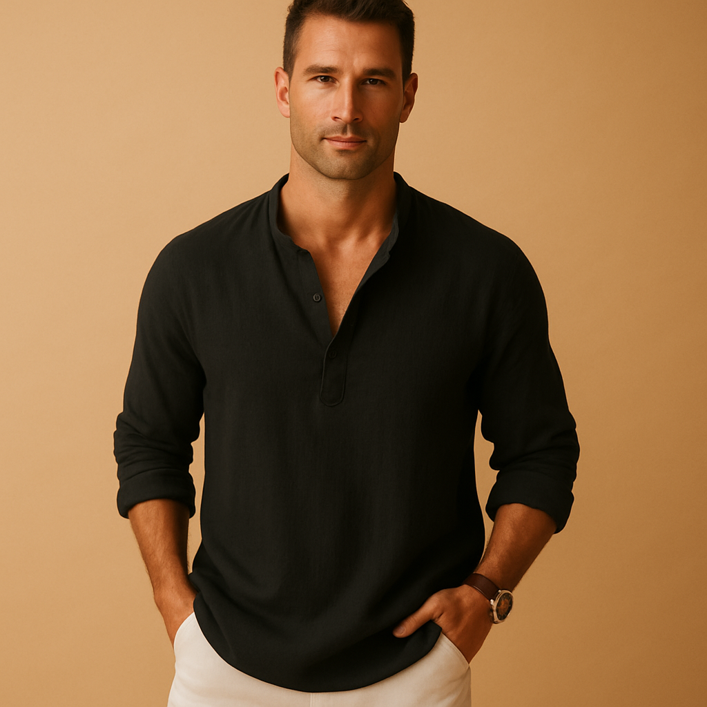 Camicia a maniche lunghe con collo a V