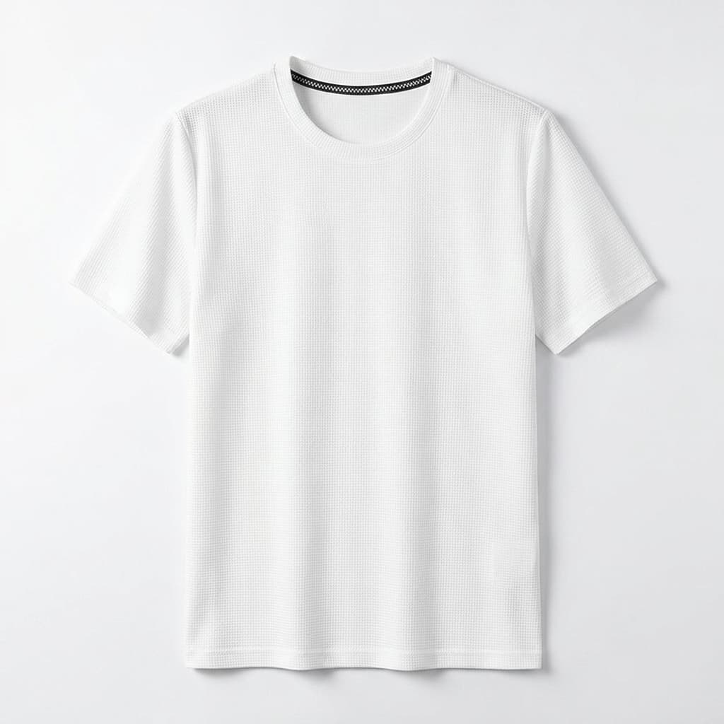 T-shirt en maille gaufrée pour homme — coupe décontractée — style quotidien