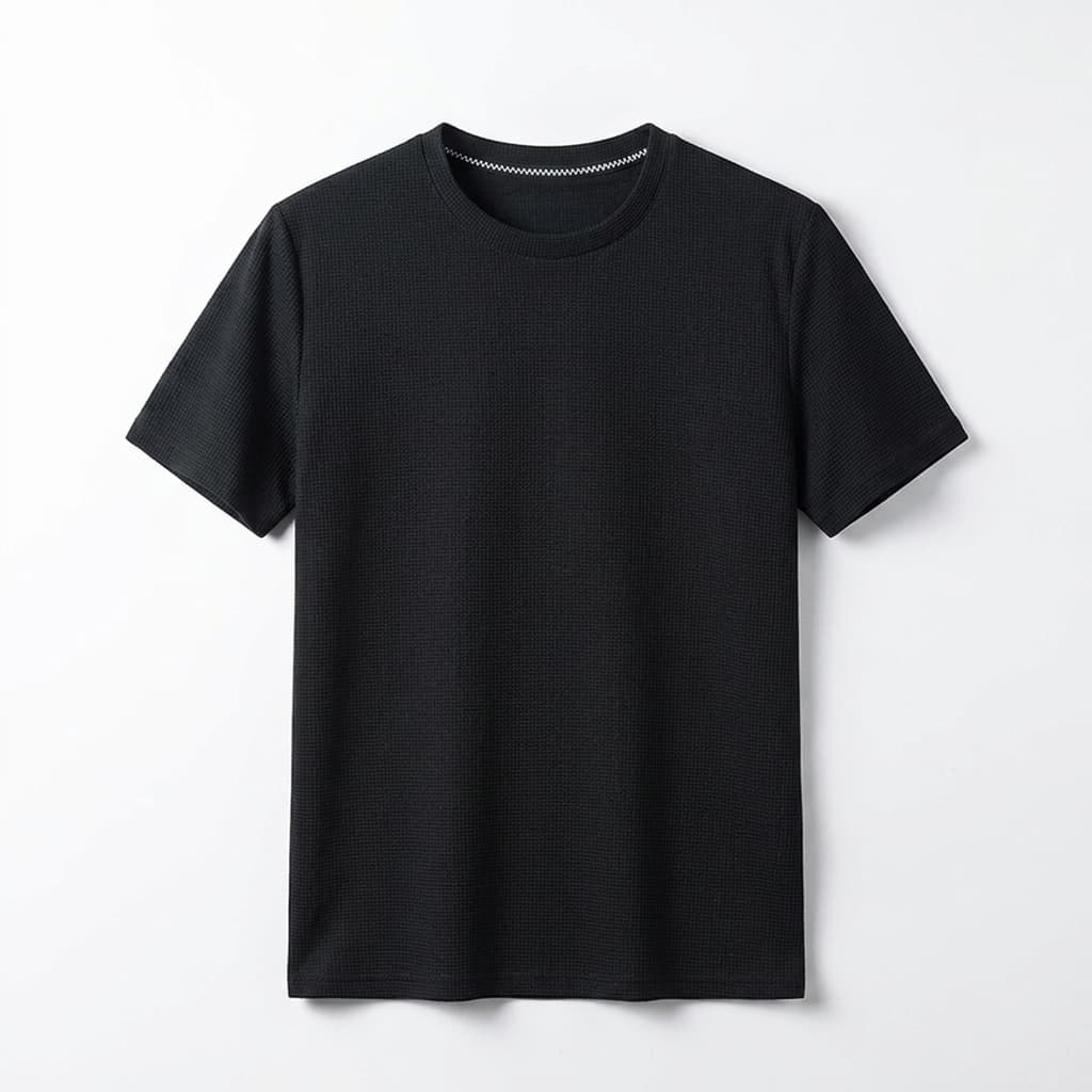 T-shirt en maille gaufrée pour homme — coupe décontractée — style quotidien