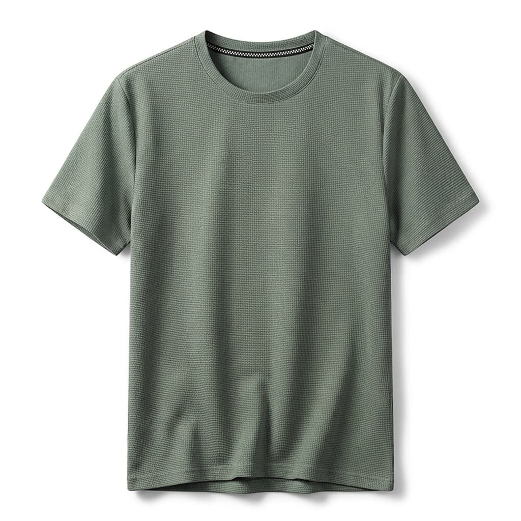 T-shirt en maille gaufrée pour homme — coupe décontractée — style quotidien