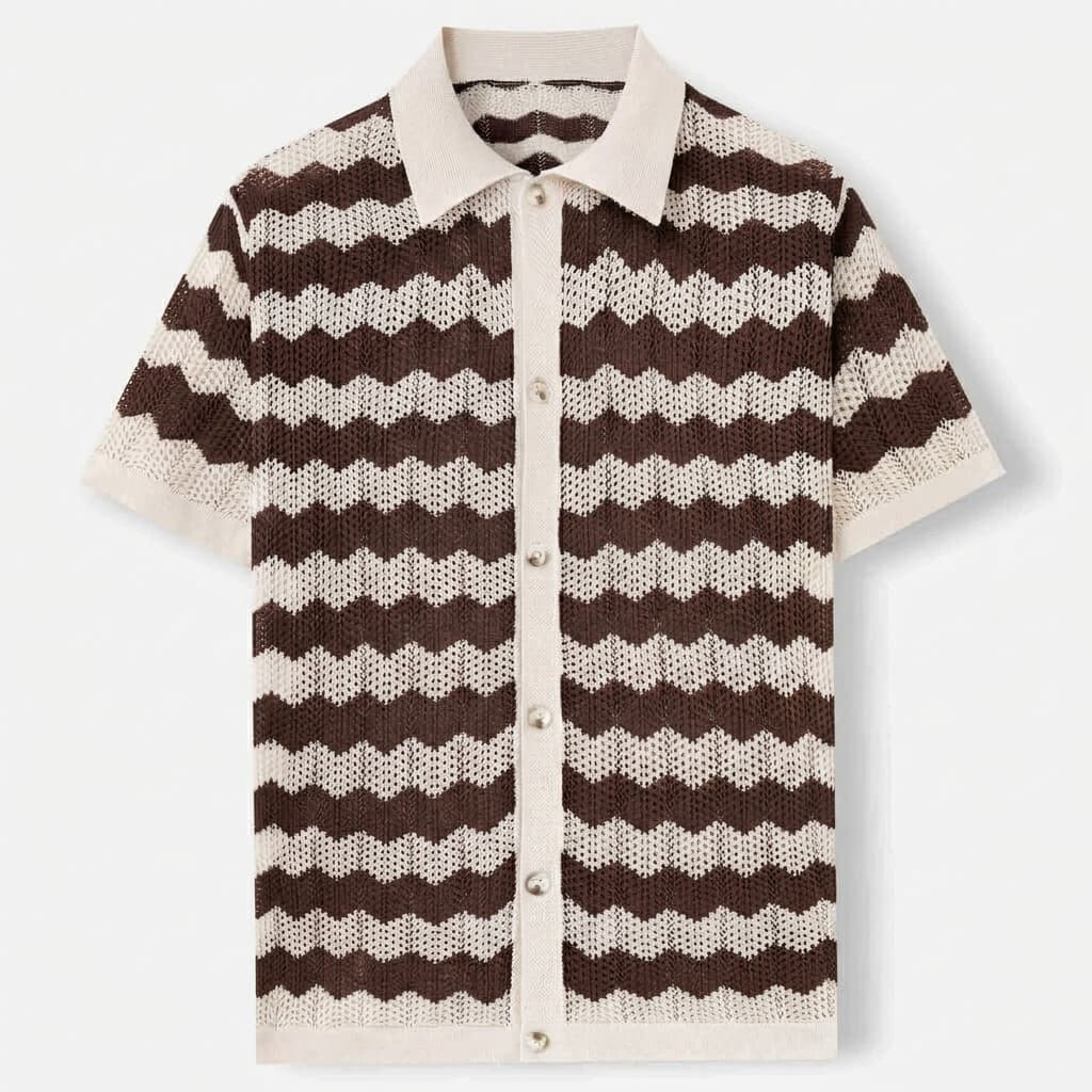 Polo en maille jacquard avec boutons pour homme — été