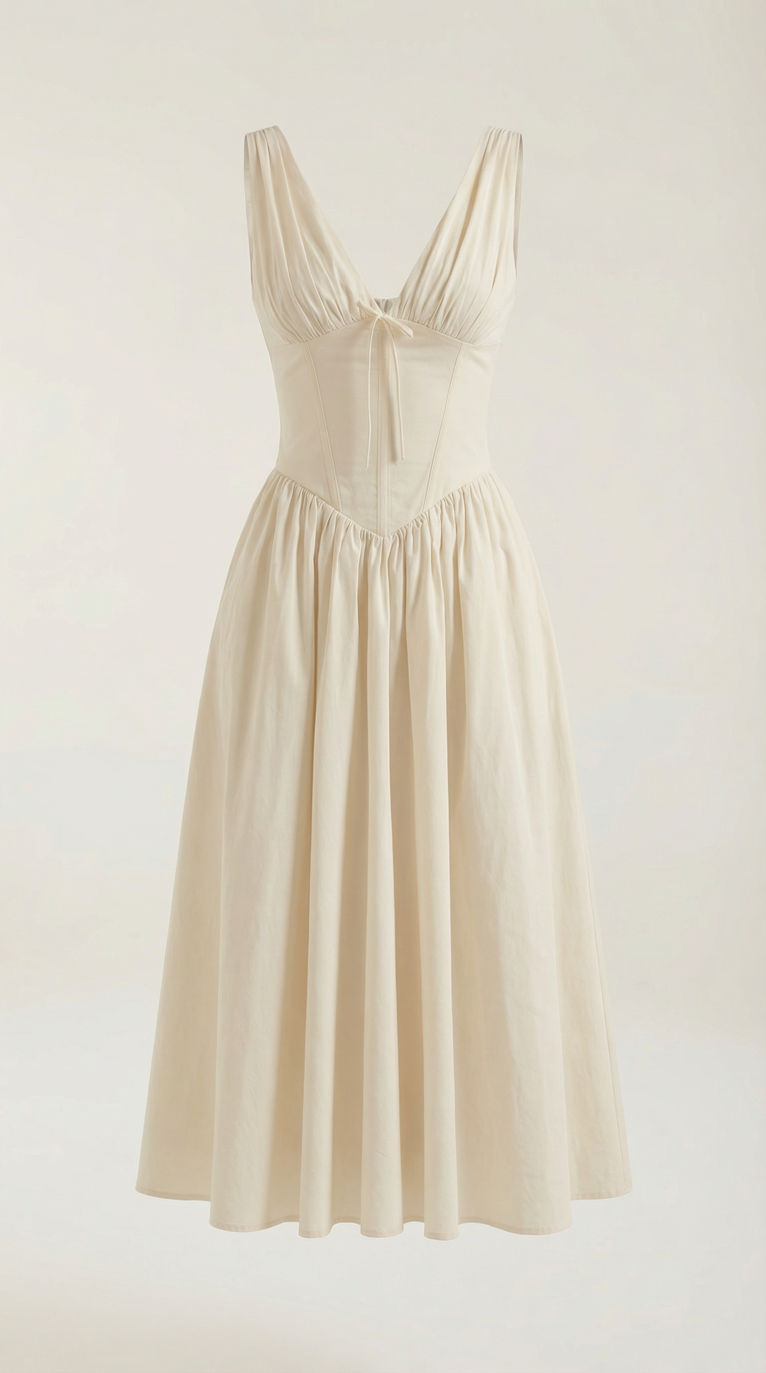 Robe midi décolletée en V profond taille haute avec dos nu pour femme