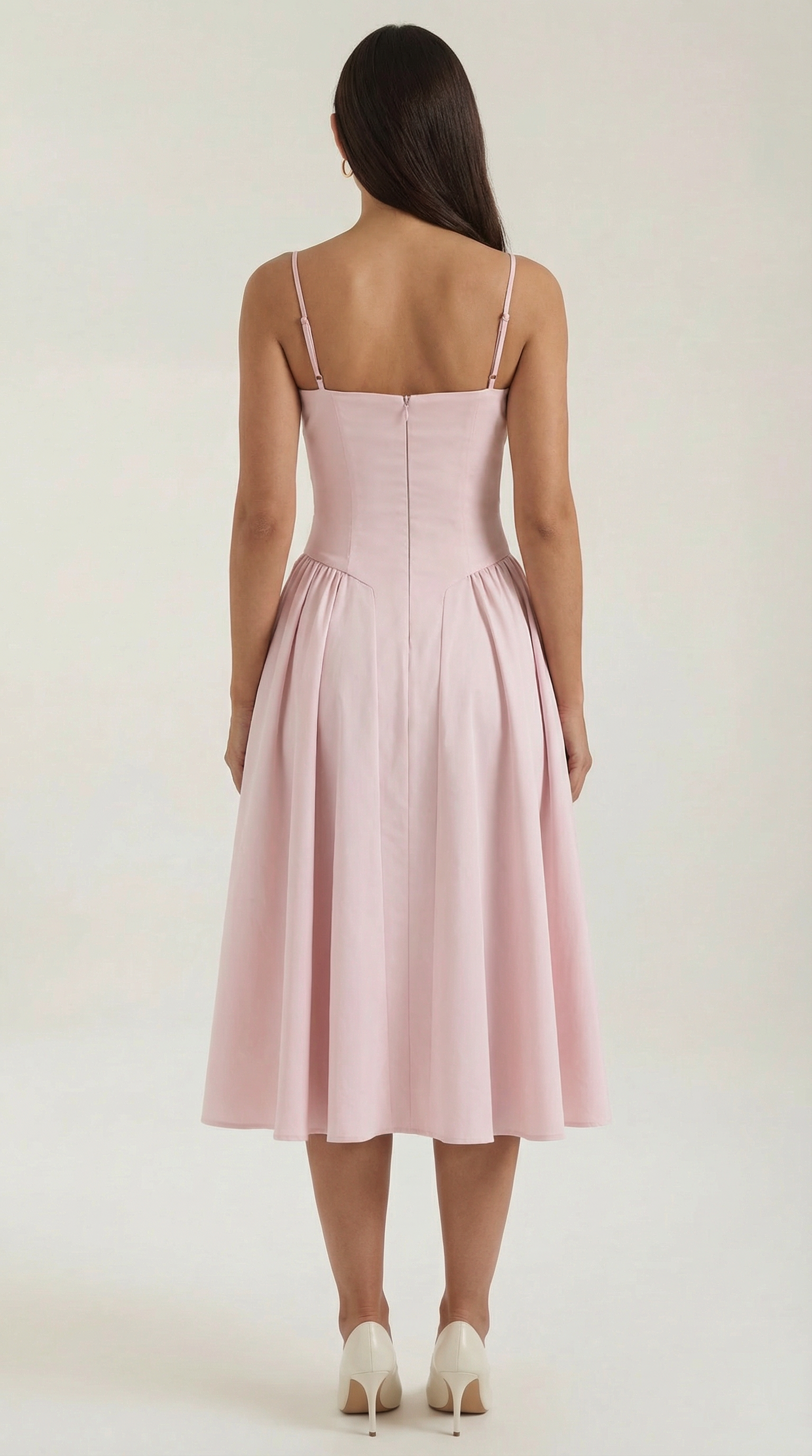 Vestido Midi de Algodão Estilo Corpete com Alças e Estampado Floral para Mulher