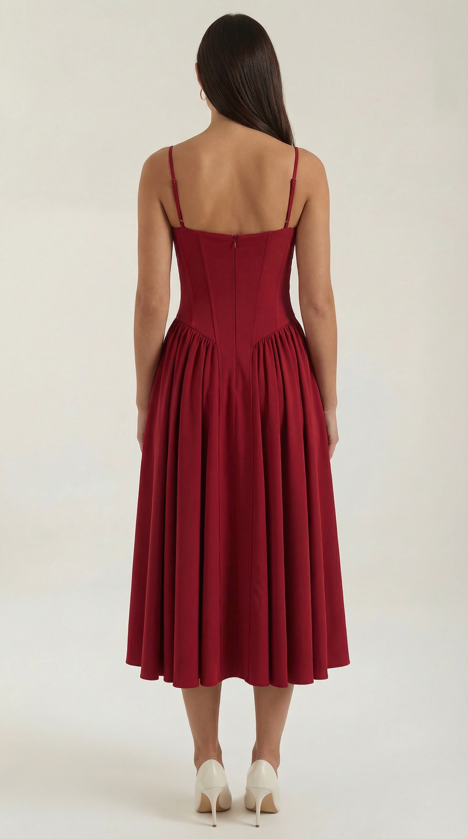 Vestido Midi de Algodão Estilo Corpete com Alças e Estampado Floral para Mulher