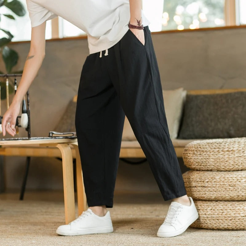 Pantalón casual para hombre — diseño tapered de mezcla transpirable