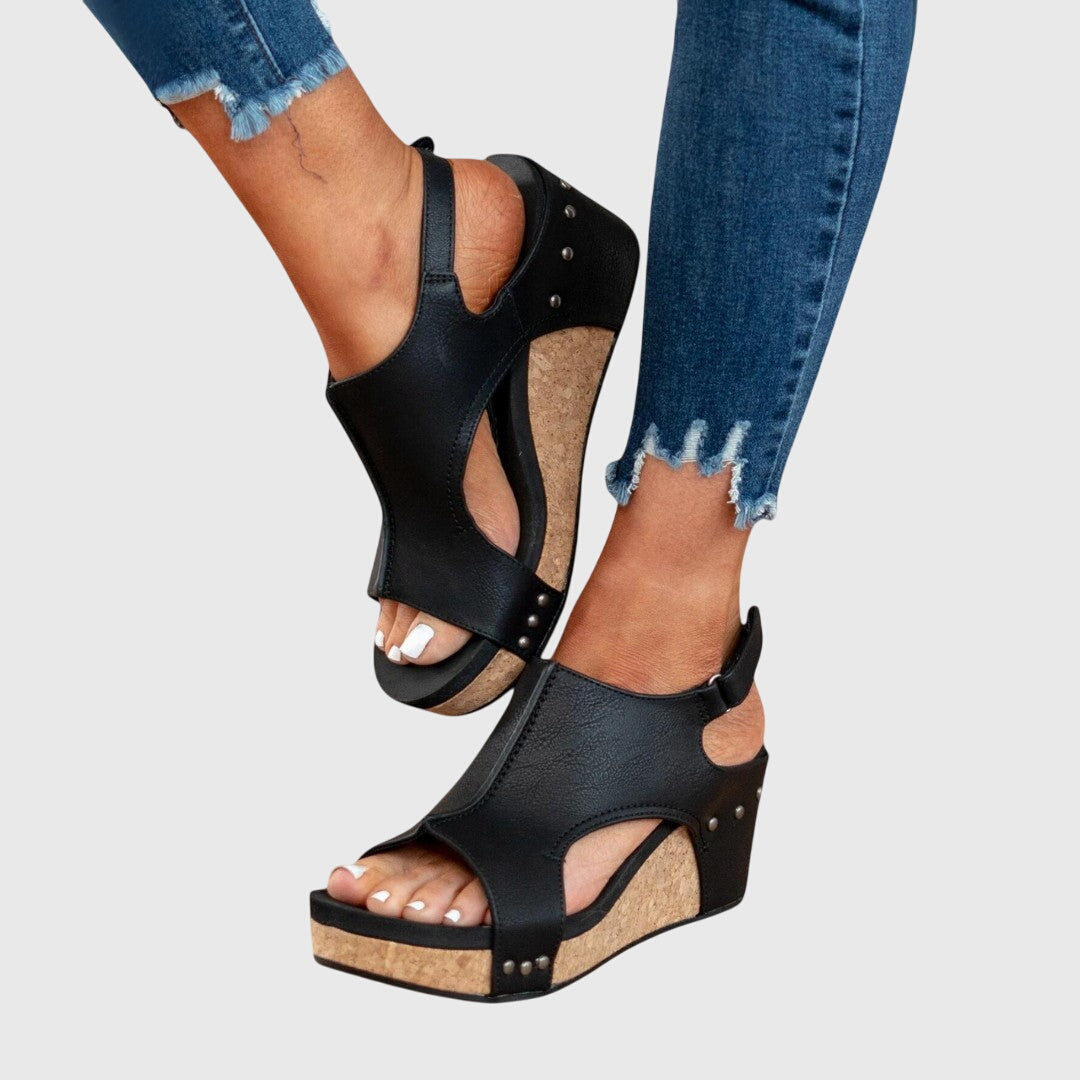 Sandale cu platformă pentru femei — curea reglabilă și vârf deschis — pentru uz zilnic