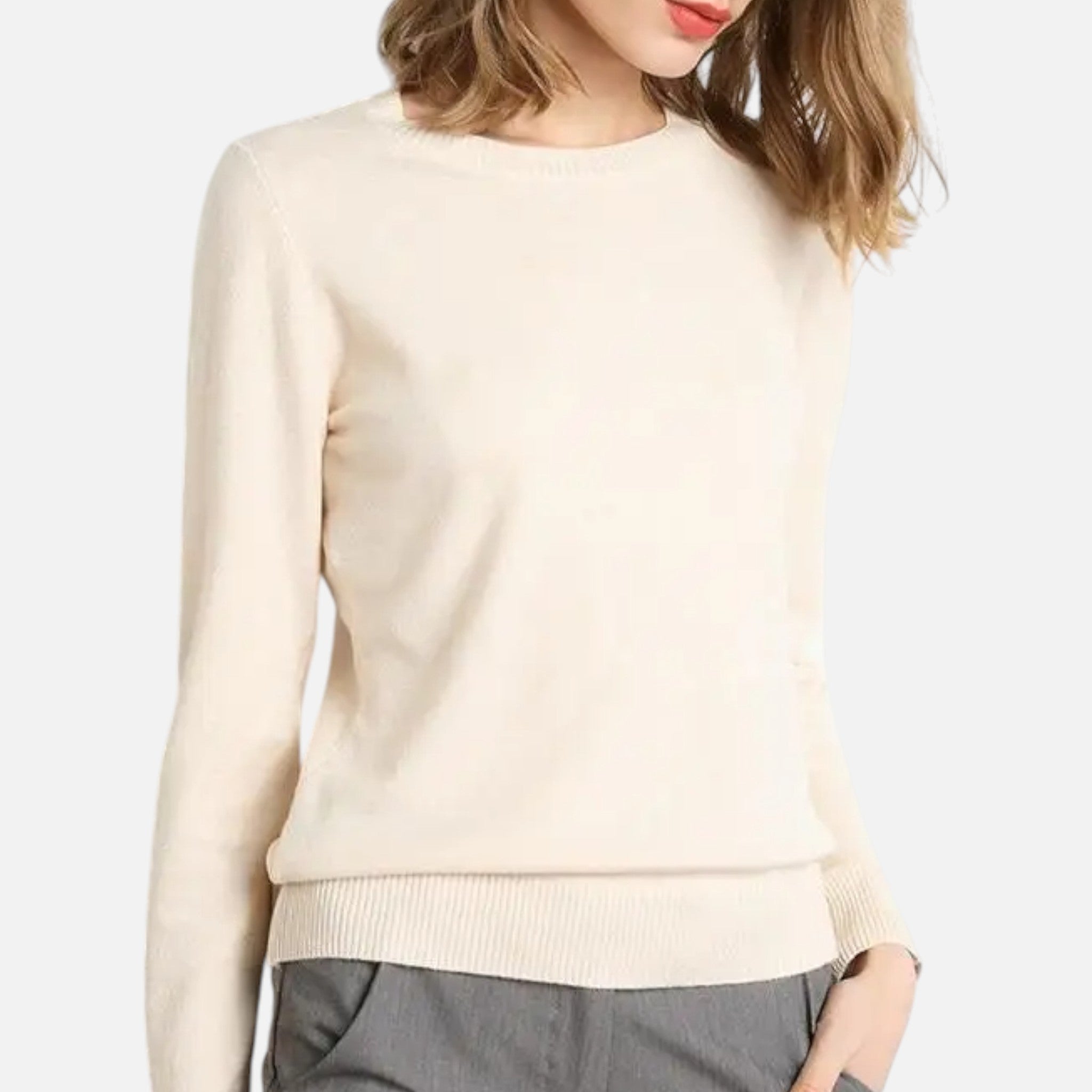 Eliaro Moda | Jersey Mujer Lana Merino Cuello Redondo Slim Fit