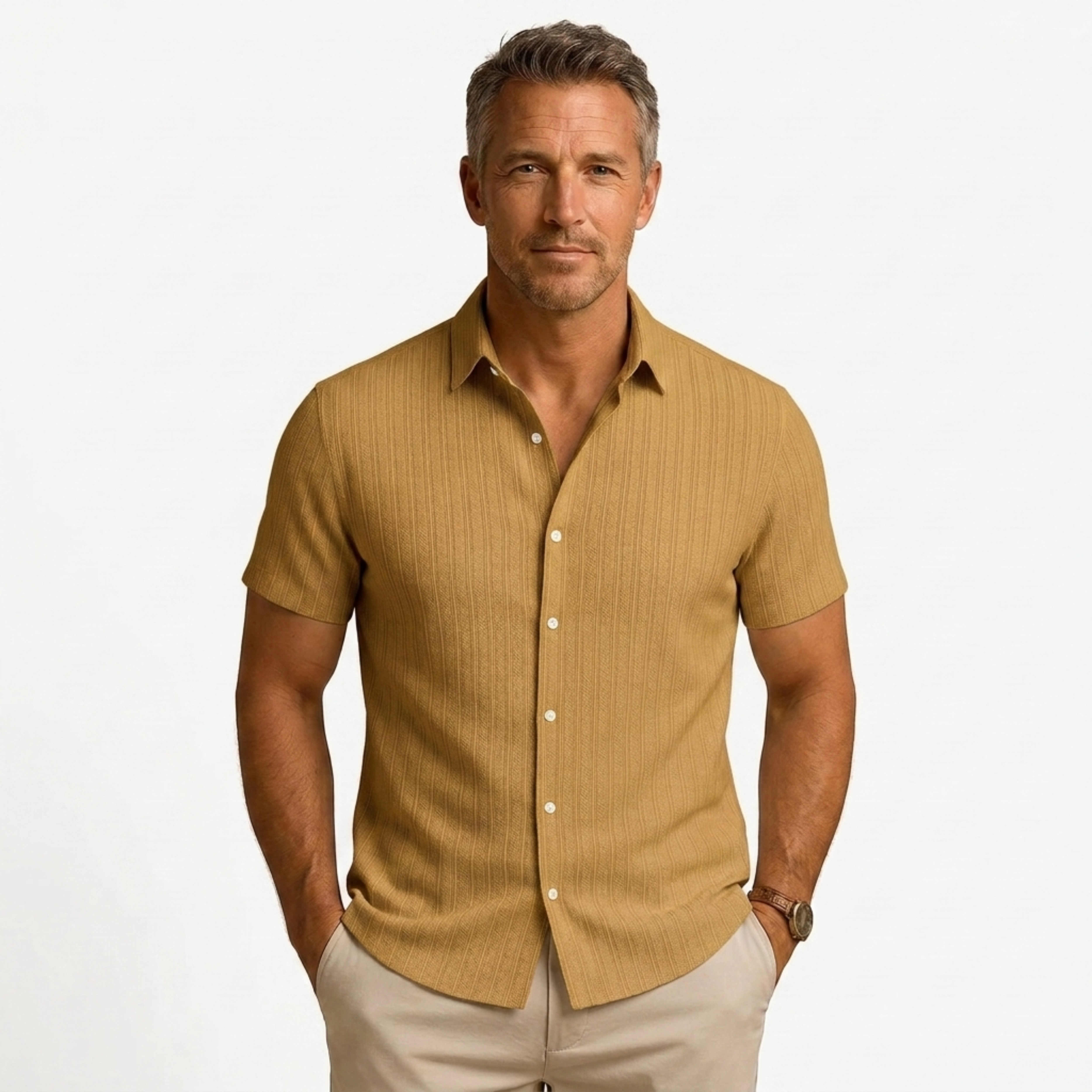 Chemise en coton et lin | design manches courtes pour la plage
