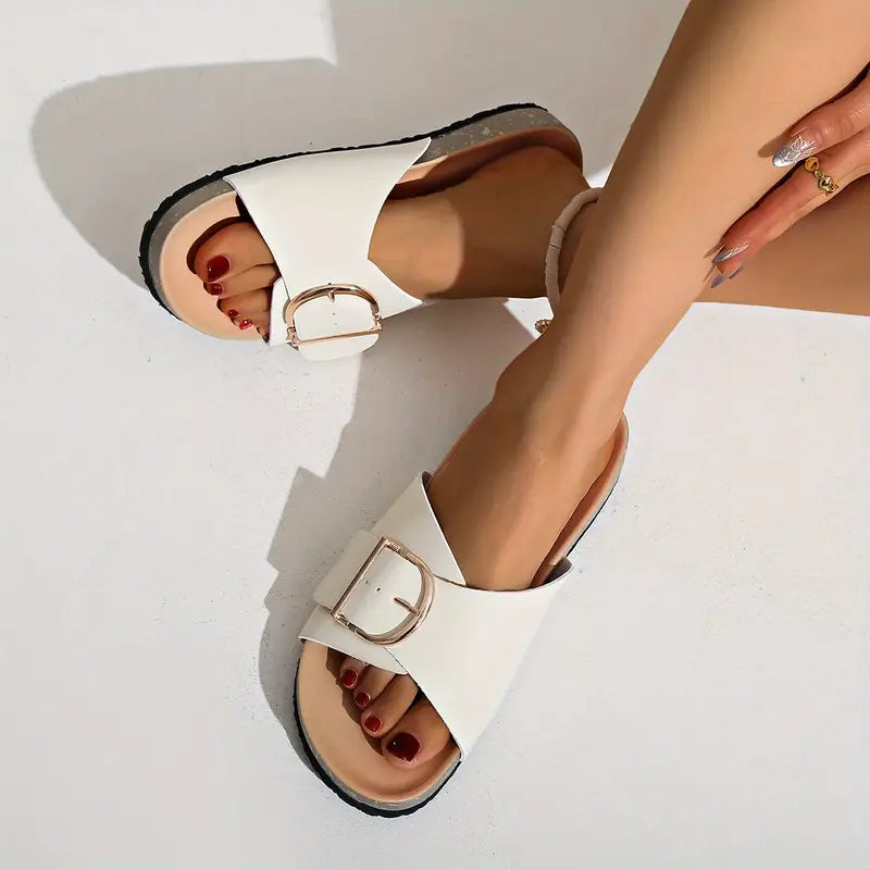 Sandales pour femme avec boucle ajustable et semelle en liège