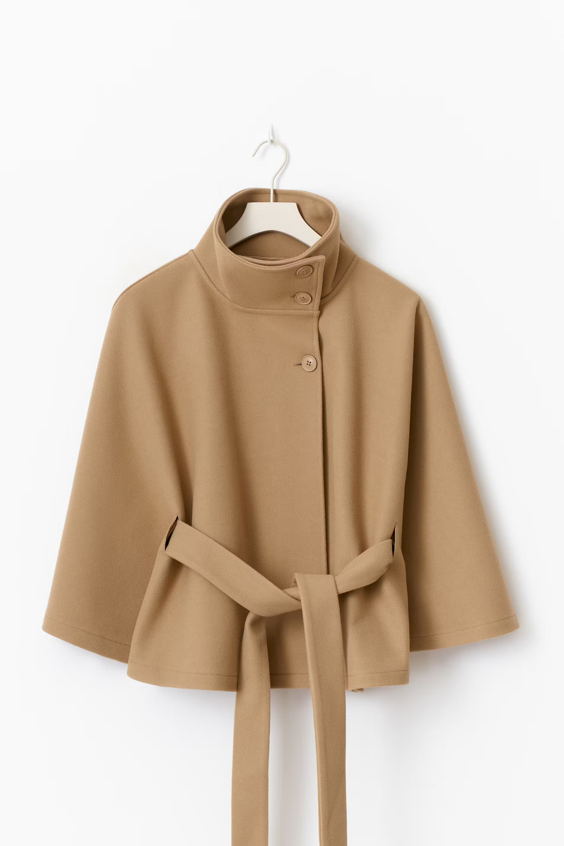 Veste cape avec col montant et ceinture ajustable pour femme