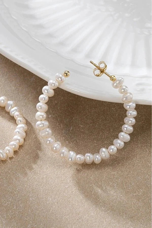 Pendientes de Aro con Perlas de Imitación para Mujer Joyería de Lujo