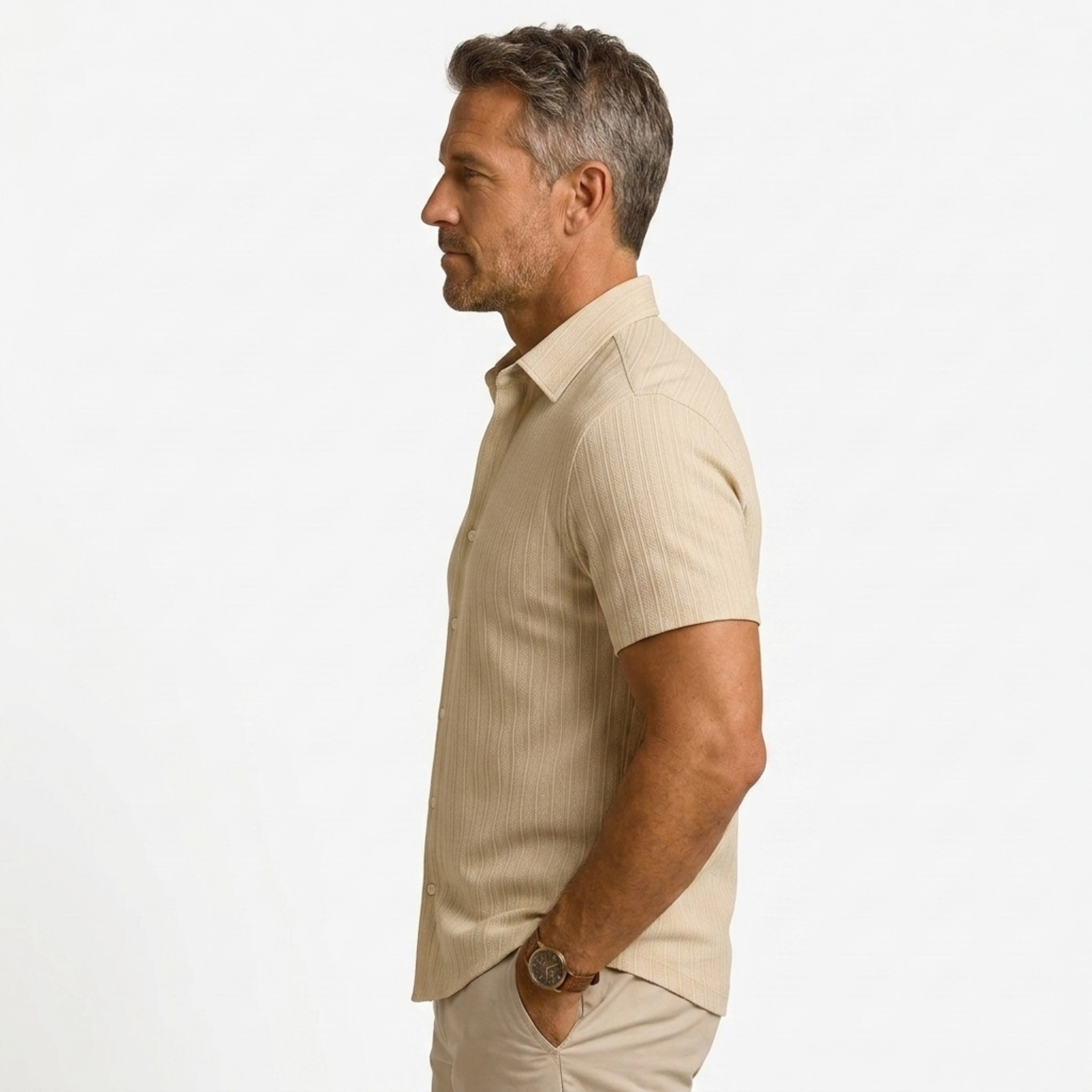 Chemise en coton et lin | design manches courtes pour la plage