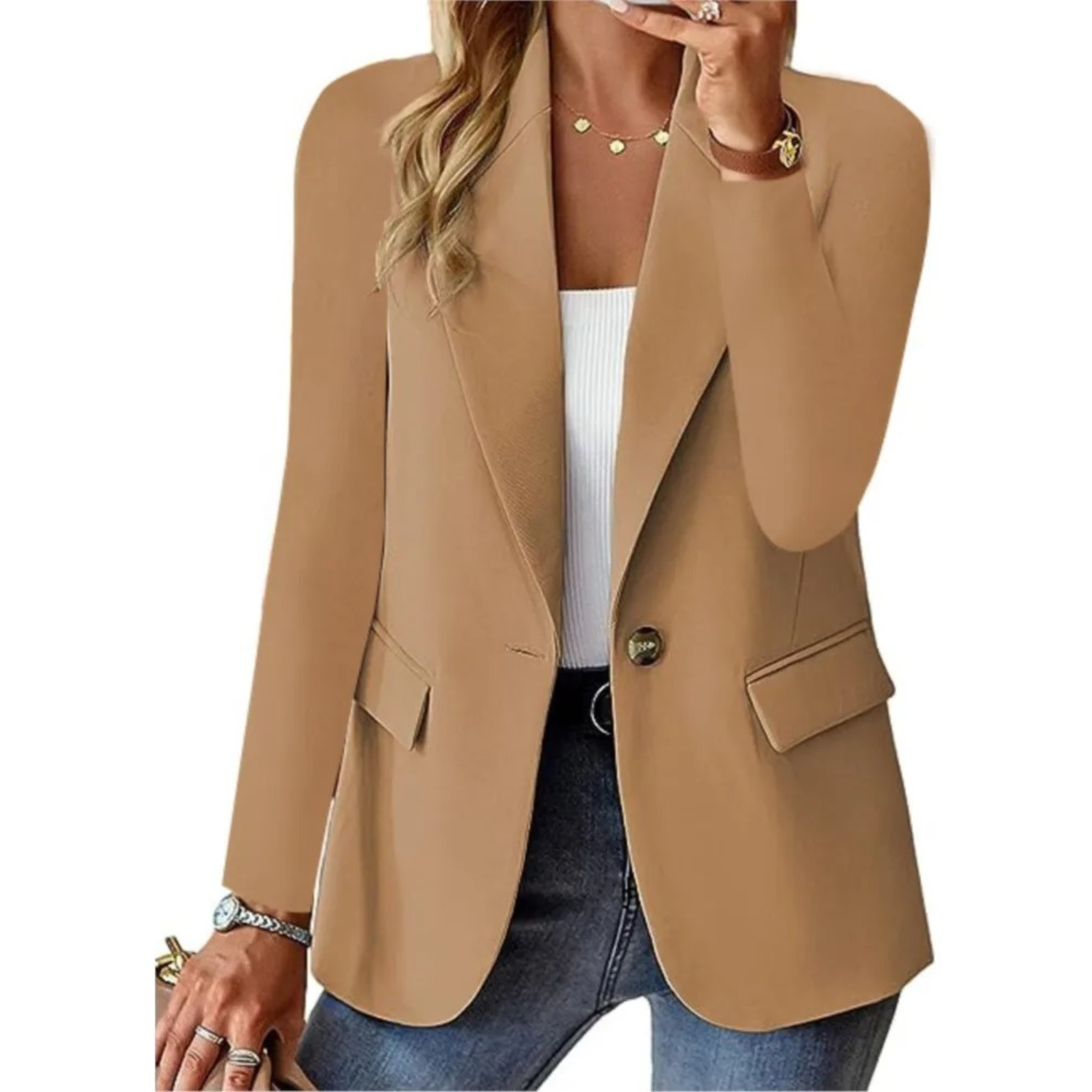 Γυναικείο σακάκι blazer με άνετη γραμμή, κλασικό πέτο, casual