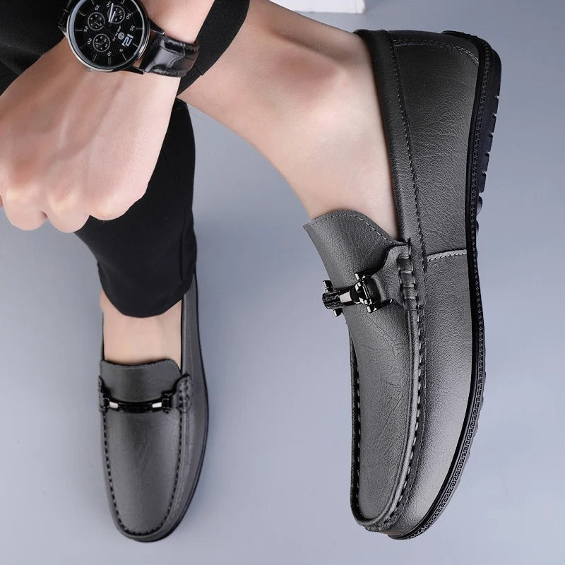 Men's leather loafers — metal detail — events and everyday use