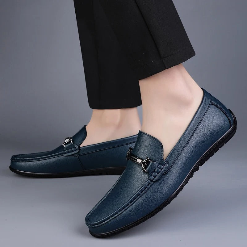 Men's leather loafers — metal detail — events and everyday use