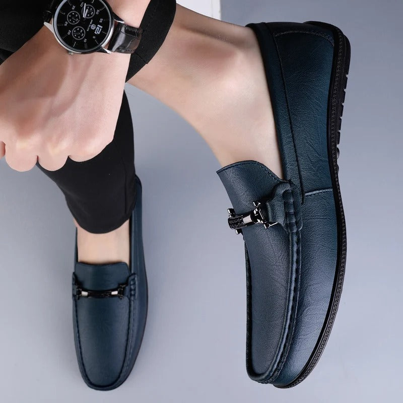 Men's leather loafers — metal detail — events and everyday use